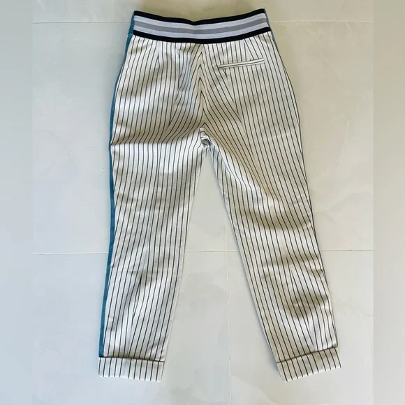 Byron Lars Beauty Mark Blue Pinstripe Crop Pants Size 6 - Picture 5 of 5